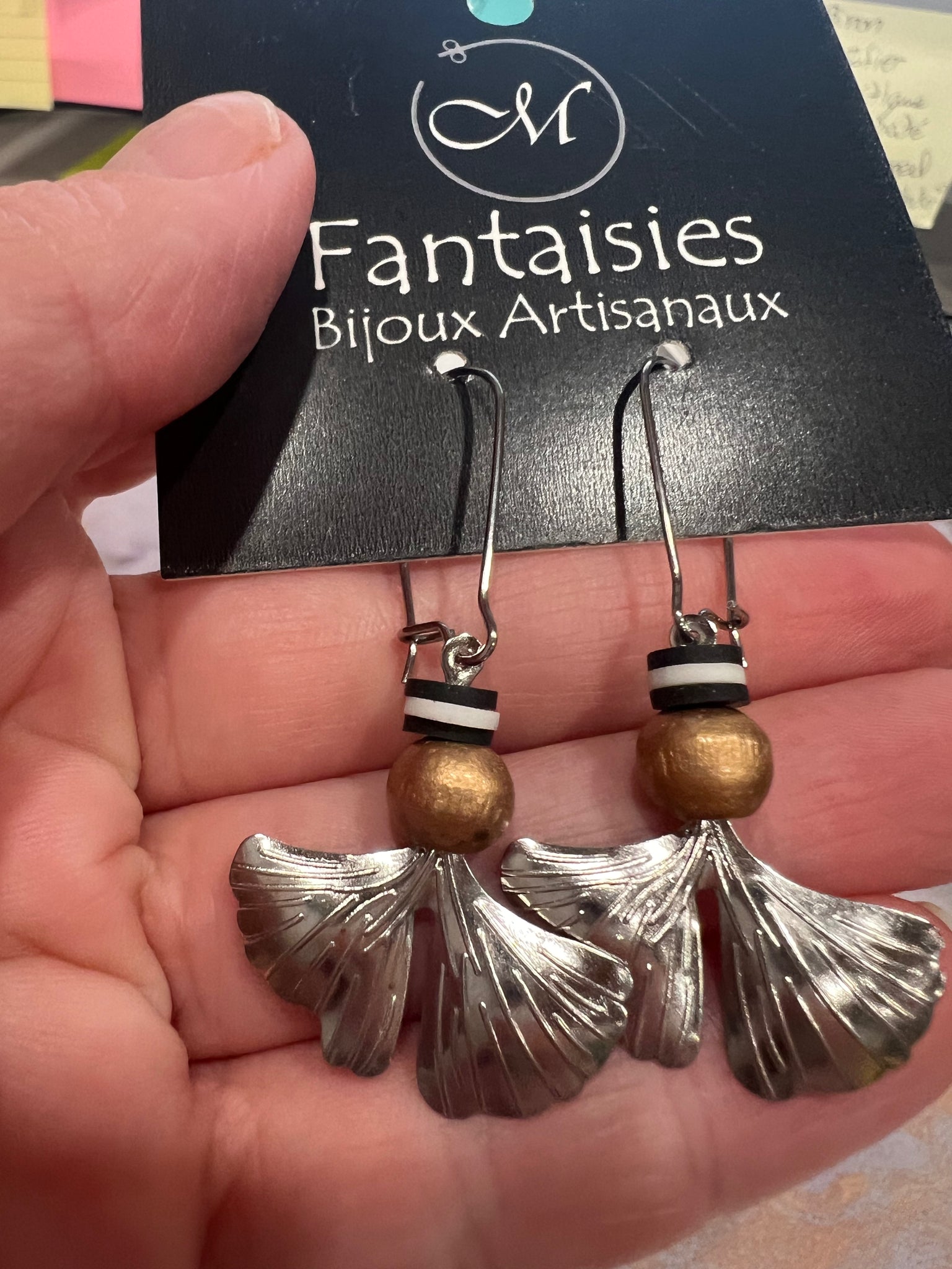 Boucles d'oreilles fleurs argent bille bronze