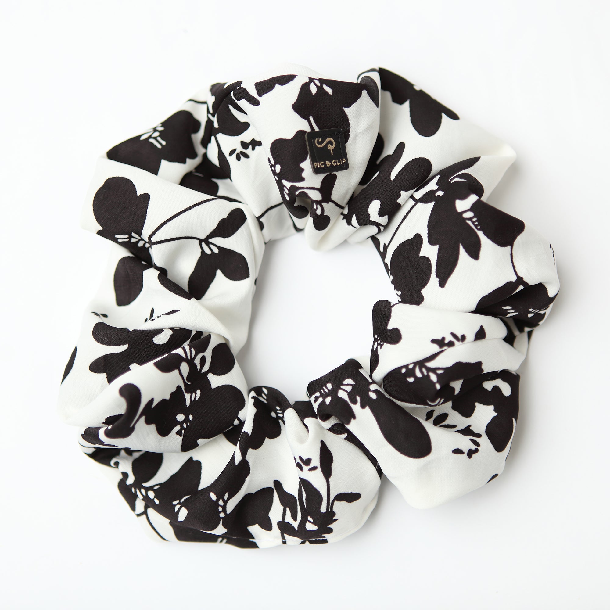 Chouchou fleuri noir et blanc