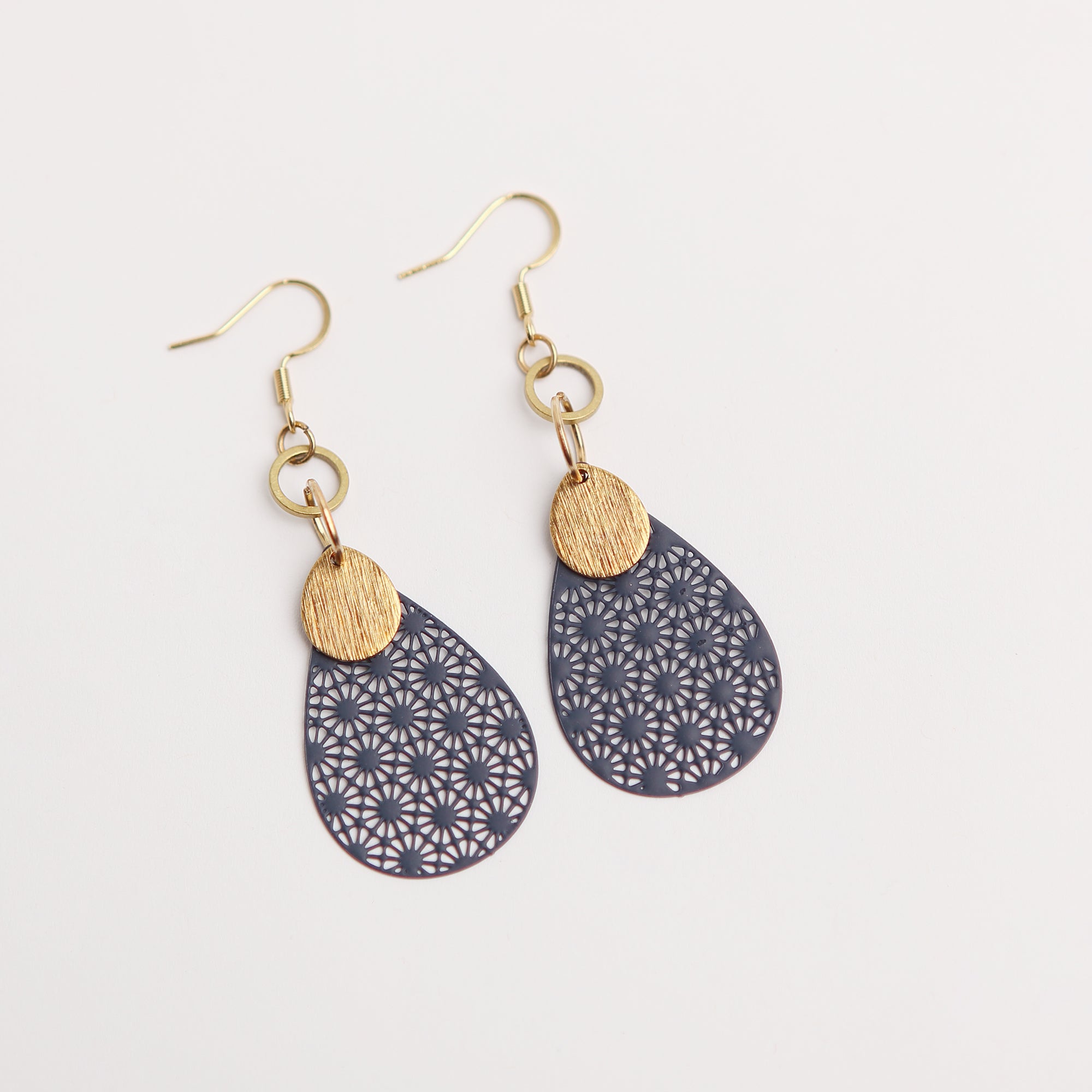 Boucles d'oreilles - Bleues et or